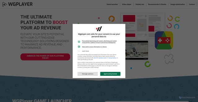 Security scan screenshot of https://wgplayer.com