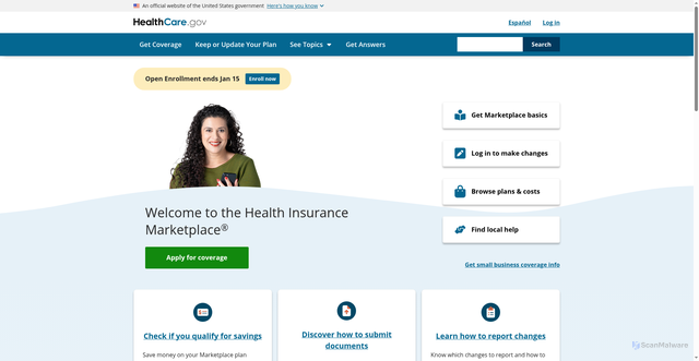 Security scan screenshot of https://www.healthcare.gov/