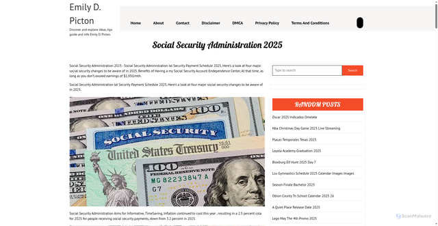 Security scan screenshot of https://emilydpicton.pages.dev/vivan-social-security-administration-2025-bvfwl/