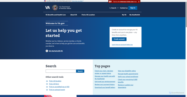 Security scan screenshot of https://www.va.gov/
