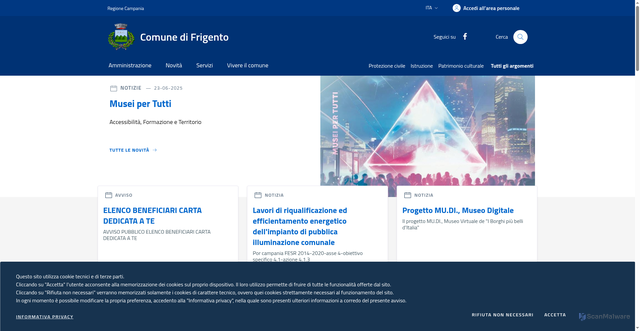 Security scan screenshot of https://www.comune.frigento.av.it/