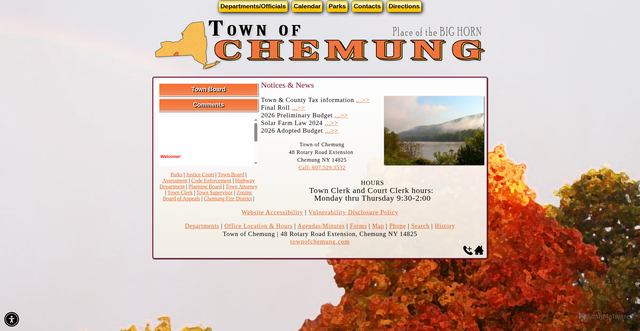 Security scan screenshot of https://townofchemung.gov/
