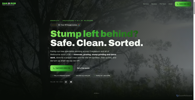 Security scan screenshot of https://dan-rob-tree-specialists.pages.dev/