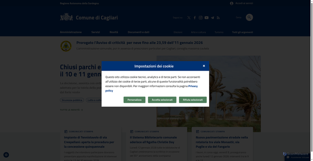 Security scan screenshot of https://www.comune.cagliari.it:443/portale/