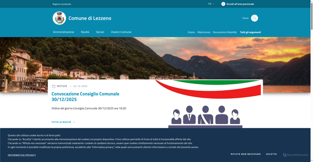 Security scan screenshot of https://www.comune.lezzeno.co.it/
