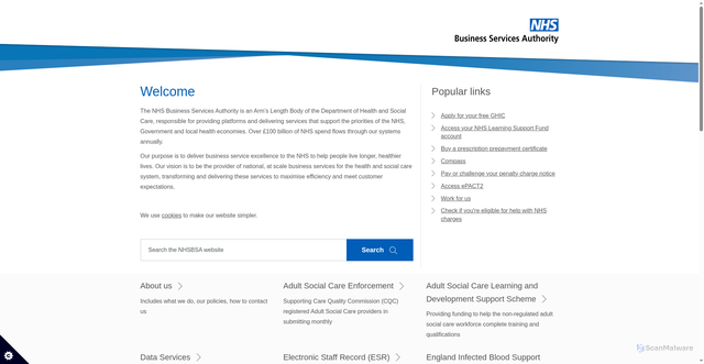 Security scan screenshot of https://www.nhsbsa.nhs.uk/