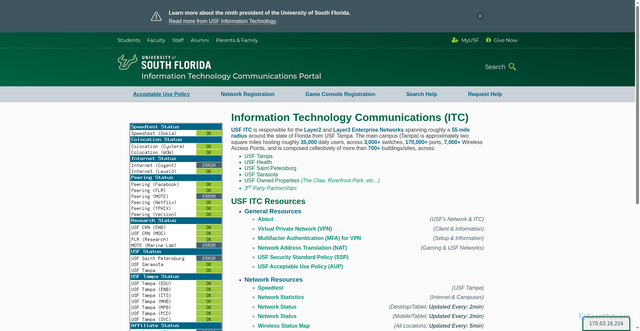 Security scan screenshot of https://net.usf.edu