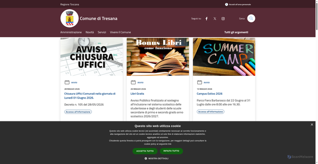 Security scan screenshot of https://www.comune.tresana.ms.it