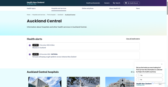 Security scan screenshot of https://info.health.nz/adhb-health-nz