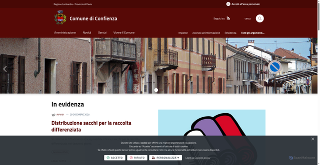 Security scan screenshot of https://www.comune.confienza.pv.it