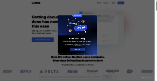 Security scan screenshot of https://production.dochub.com
