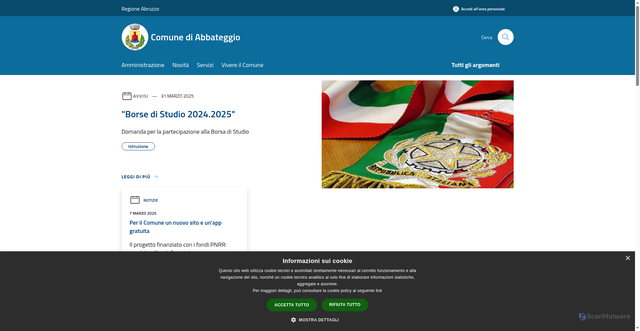 Security scan screenshot of https://www.comune.abbateggio.pe.it/it
