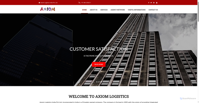 Security scan screenshot of http://www.axiomlogistics.net/