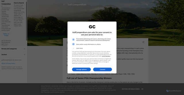 Security scan screenshot of https://www.golfcompendium.com/2019/02/senior-pga-championship-winners.html