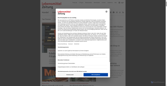 Security scan screenshot of https://www.lebensmittelzeitung.net
