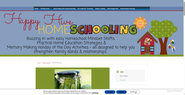 Security scan screenshot of https://happyhivehomeschooling.com/what-is-todays-holiday/national-pickle-day/