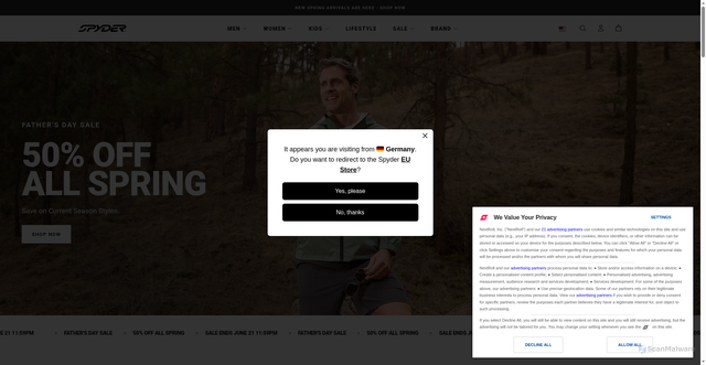 Security scan screenshot of https://www.spyder.com