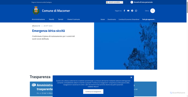 Security scan screenshot of https://comune.macomer.nu.it/
