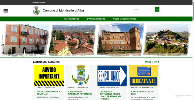Security scan screenshot of https://www.comune.monticellodalba.cn.it/