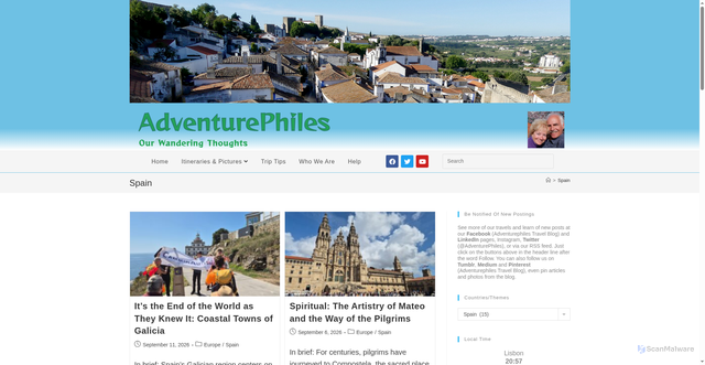 Security scan screenshot of https://www.adventurephiles.com/category/spain/