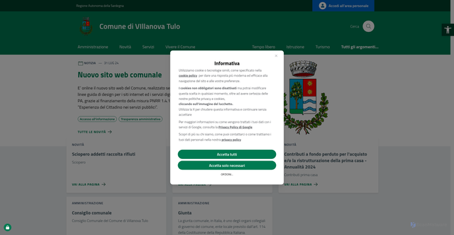 Security scan screenshot of https://www.comune.villanovatulo.ca.it/