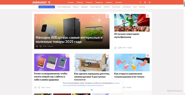 Security scan screenshot of https://lifehacker.ru