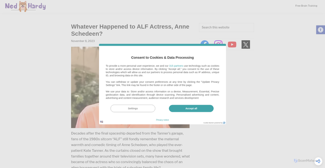 Security scan screenshot of https://nedhardy.com/2023/11/08/anne-schedeen/