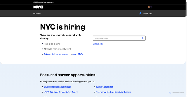 Security scan screenshot of https://cityjobs.nyc.gov/