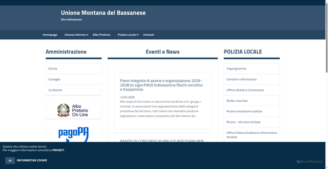 Security scan screenshot of https://www.unionebassanese.it/hh/index.php?jvs=0&acc=1