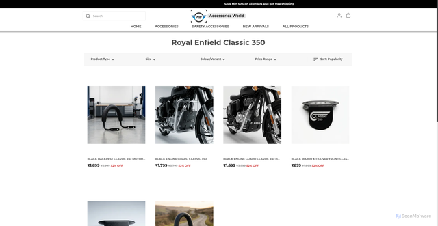 Security scan screenshot of https://accessoriezworld.com/collection/kbNQ4yh3