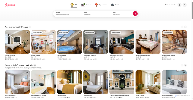 Security scan screenshot of https://airbnb.ca