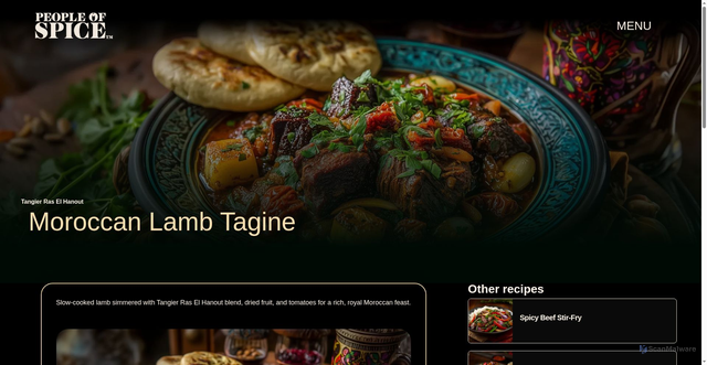 Security scan screenshot of https://peopleofspice-pages.pages.dev/recipes/moroccan-lamb-tagine.html