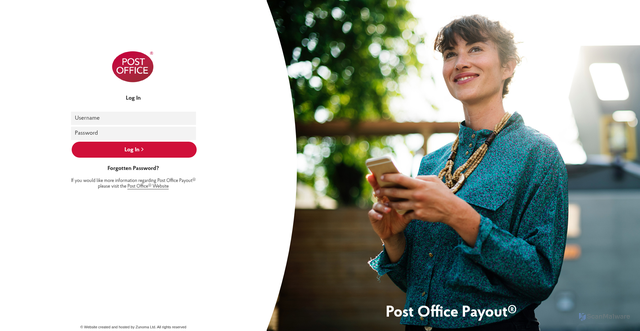 Security scan screenshot of https://www.postoffice-payout.co.uk