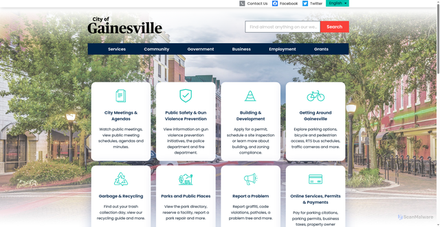 Security scan screenshot of https://www.gainesvillefl.gov/Home