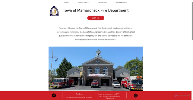 Security scan screenshot of https://www.townofmamaroneckfd.gov/