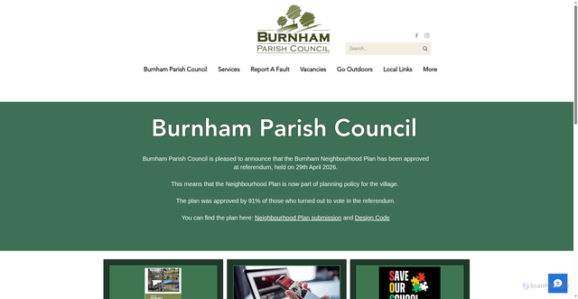 Security scan screenshot of http://www.burnhamparish.gov.uk/