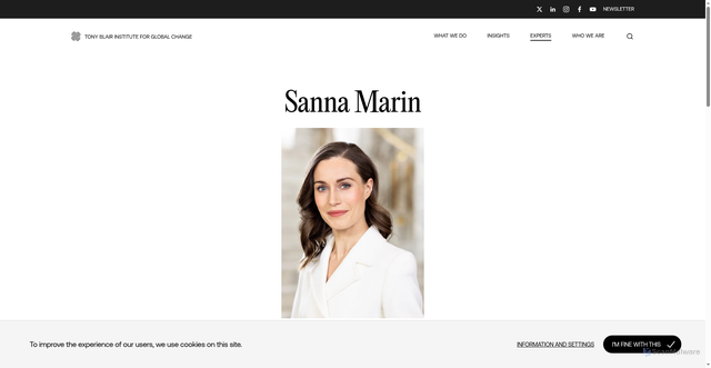 Security scan screenshot of https://institute.global/experts/sanna-marin