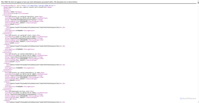 Security scan screenshot of https://assets.reports.acc.autodesk.com