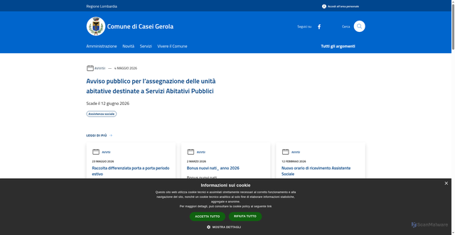 Security scan screenshot of https://www.comune.caseigerola.pv.it