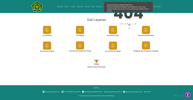 Security scan screenshot of https://kemenagprovkalbar.com/Sekjen