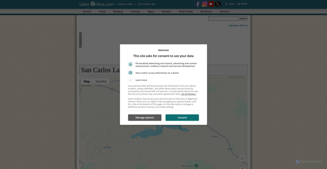 Security scan screenshot of https://sancarlos.lakesonline.com/Maps/