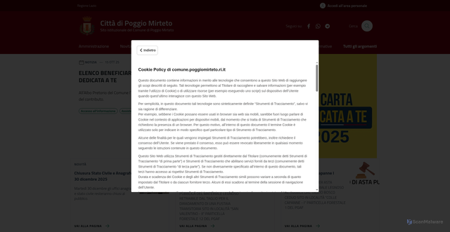 Security scan screenshot of https://comune.poggiomirteto.ri.it/