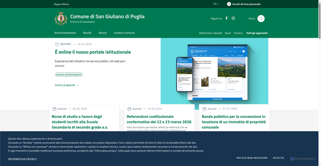 Security scan screenshot of https://www.comune.sangiulianodipuglia.cb.it/