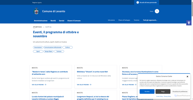 Security scan screenshot of https://comune.levanto.sp.it/