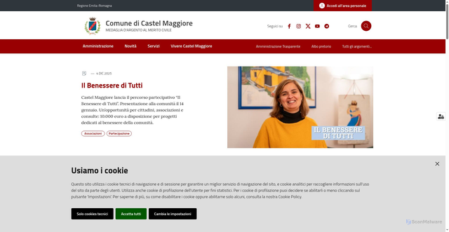 Security scan screenshot of https://www.comune.castel-maggiore.bo.it/