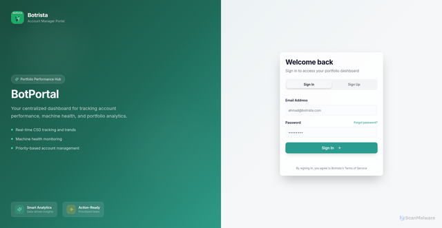 Security scan screenshot of https://botportal-3x3ndbxq1m.edgeone.app/
