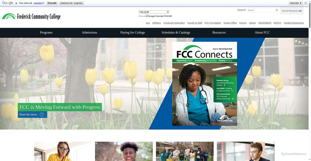 Security scan screenshot of https://www.frederick.edu/