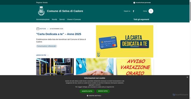 Security scan screenshot of https://www.comune.selvadicadore.bl.it/it