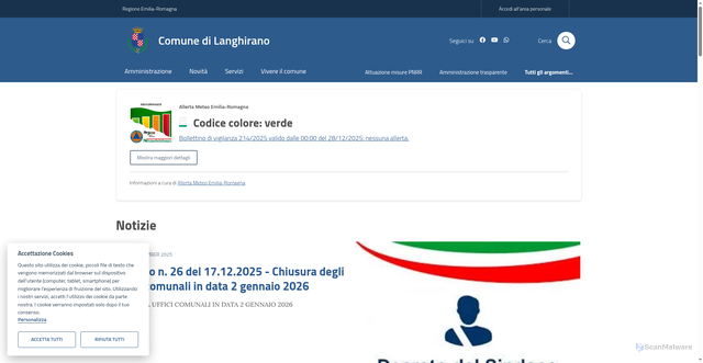 Security scan screenshot of https://www.comune.langhirano.pr.it/