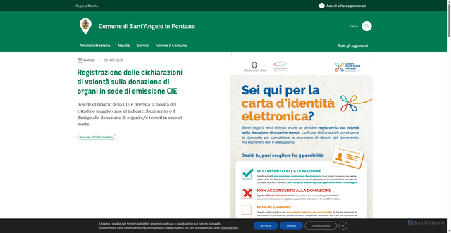 Security scan screenshot of https://www.comune.santangeloinpontano.mc.it/